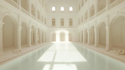 Fototapeta premium Serene Villa Pool with White Background