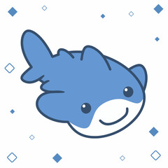 Cute Happy Whale Cartoon illustration Sticker emote Clip Art