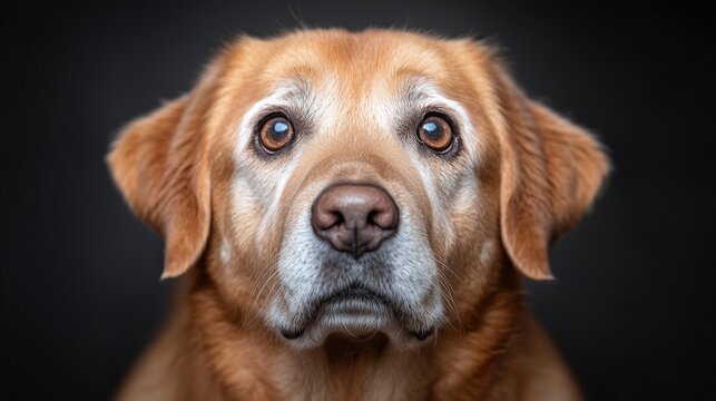 Senior Golden Retriever Dog Portrait  Closeup  Sad Eyes  Pet  Animal  Canine  Furry  Frien