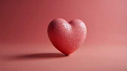 Fototapeta premium Red heart with drops of water on a pink background. Valentine's Day.