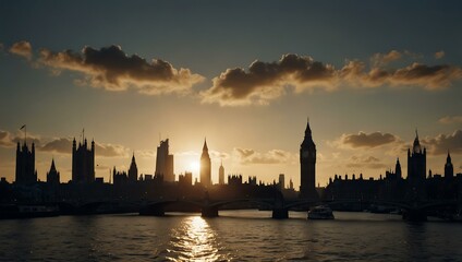 Fototapeta premium Silhouette of London city skyline.