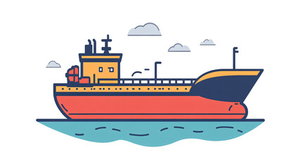 An oil tanker ship icon, with clear outlines and minimal details, on a white background