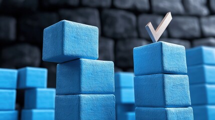 Achieved Goals  Blue Blocks Stack  Check Mark  Success  Project Completion