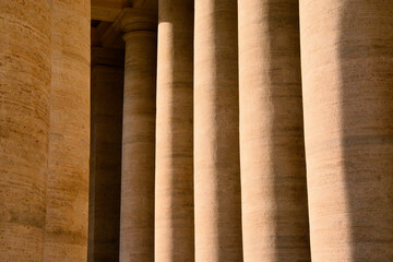 Ancient pillars of the Vatican in a row forming a pattern