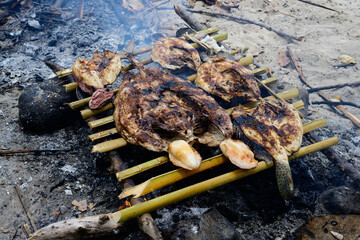 Ikan Bakar Indonesian Grilled Fish Glazed with Kecap Manis Sweet Soy Sauce and Served with Sambal Olek Chili Sauce