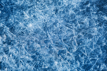 Full frame of frozen water surface in a river in the form of ice