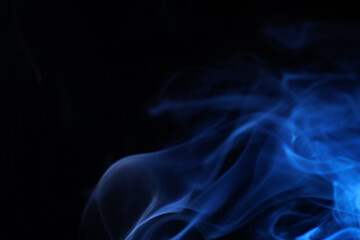 Perfect blue forms, minimalistic background, smoke on a dark background, colourful abstract, line of light, perfect light
