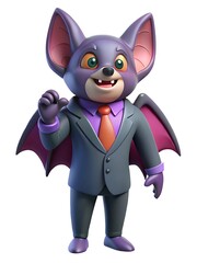3D Bat in Suit, Stylish and Professional Cartoonish Character,
