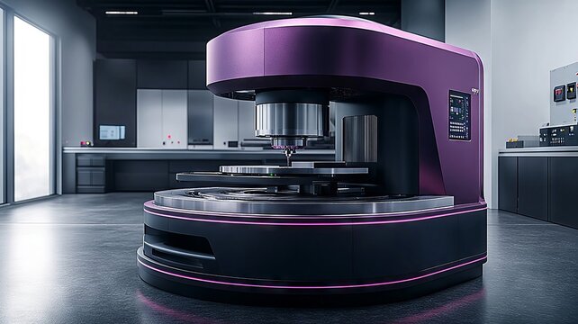 Modern industrial machine with a sleek purple design