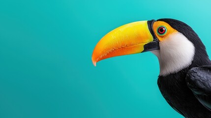 Fototapeta premium Vibrant Toucan Bird Profile Tropical Wildlife Exotic Avian Colorful Beak Jungle Bird