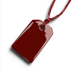 Fototapeta premium Clean modern red pricetag with realistic shading on plain white background under natural light
