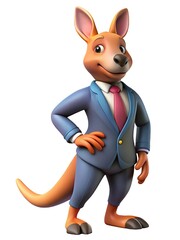 Obraz premium 3D Kangaroo in Suit Standing Confidently