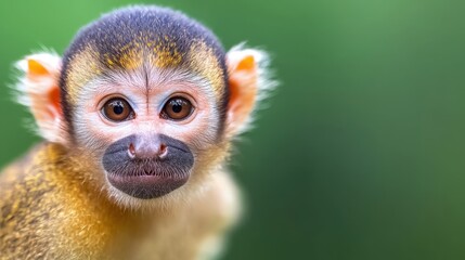 Fototapeta premium Adorable Squirrel Monkey Portrait Closeup Wildlife Photo Cute Primate Face Jungle Anima