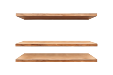 Wooden floating shelves displayed in a minimalistic style for modern home decor