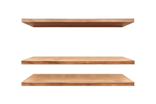 Wooden floating shelves displayed in a minimalistic style for modern home decor