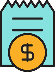 Dollar Bill and Coin Icon Illustration
