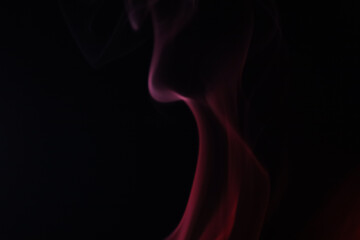 One red line, vibrant smoke on the dark background, colourful abstract, green fog, minimalism, line of light on black background