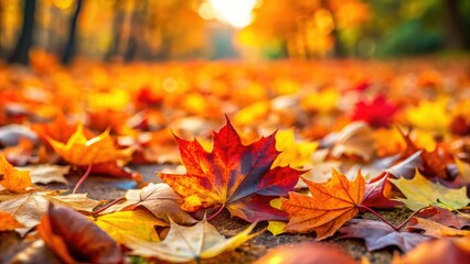 Fallen autumn leaves laying on the ground with a vibrant display of colors , autumn, fallen leaves, colorful, foliage, season