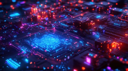 Obraz premium Abstract representation of a digital circuit board 