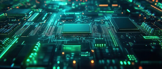 Fototapeta premium Abstract close-up of a futuristic circuit board 