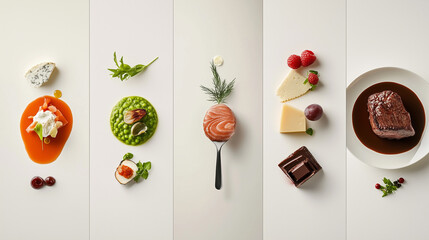 Elegant Fine Dining Food Collage with Five Courses