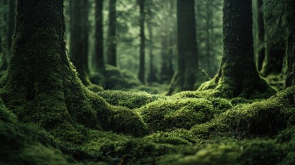 A Lush Forest with Moss-Covered Trees