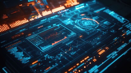 Fototapeta premium Futuristic Digital Interface with Data Visualization and Analysis Tools