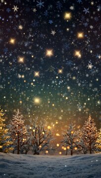 Snowflakes, stars, and Christmas bokeh video background.