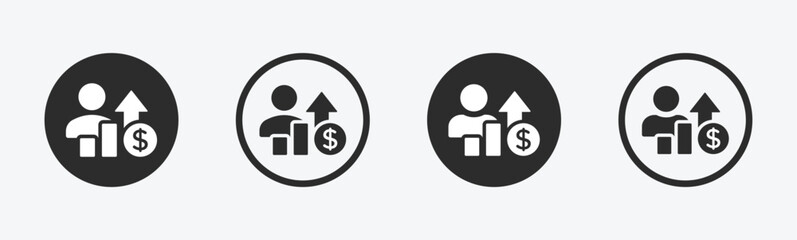 Salary increase vector icon design concepts. Salary increase vector icon collection. Payment increase icon