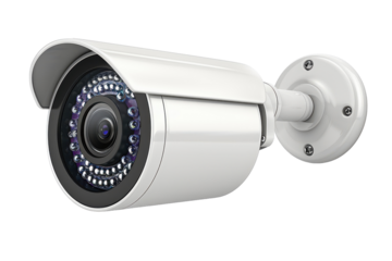 Surveillance camera mounted on a wall for security monitoring in a public area during daytime