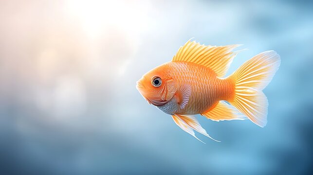 Colorful goldfish in clear water close-up of wild animals in underwater environment
