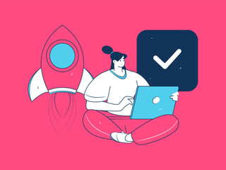 Communicate with consultants flat vector character concept operation hand drawn illustration
