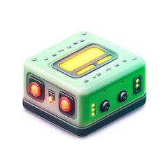 Obraz premium Retro futuristic device, green box with buttons and screen.