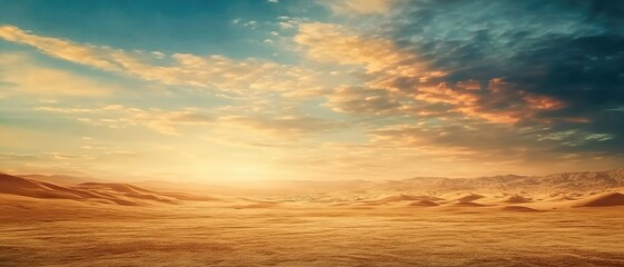 Obraz premium Golden desert dunes under a dramatic cloudy sky