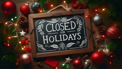 Holiday Closure Notice with Festive Decorations