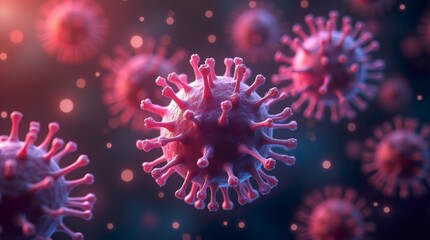 Fototapeta premium AI-Created 3D Model of Red Virus Molecules