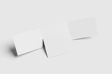 TRIFOLD LANDSCAPE BROCHURE ISOLATED ON GREY BACKGROUND