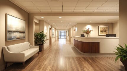 Serene Hospital Lobby Design: Modern Healthcare Interior