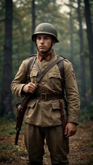 Fototapeta premium Soldier from World War history.