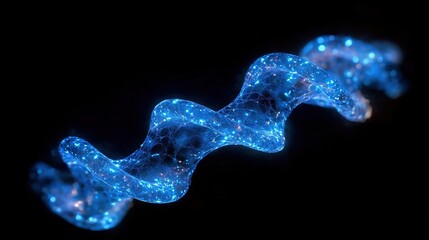A glowing, wavy structure resembling a molecular or cosmic formation.