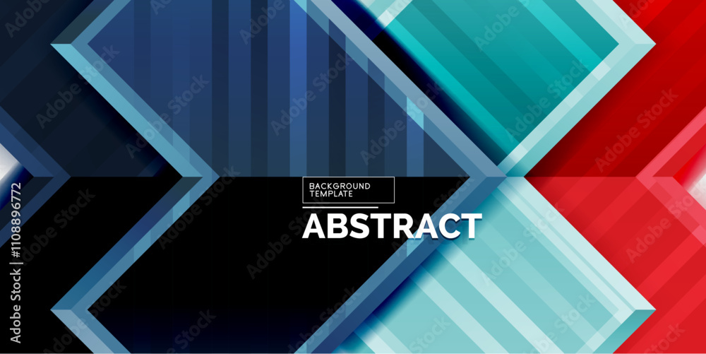 Poster Arrow symbols created with 3d effects and line texture geometric abstract background