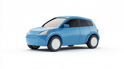 Obraz premium Blue electric hatchback model showcases modern design and eco-friendly innovation