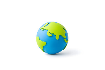 Fototapeta premium Clay earth globe with continents and oceans, isolated on white background
