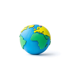 Fototapeta premium Clay earth globe with continents and oceans, isolated on white background