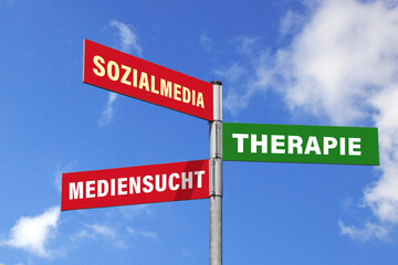 Die Sucht und Therapie, Sozialmedia, Wegweiserschild