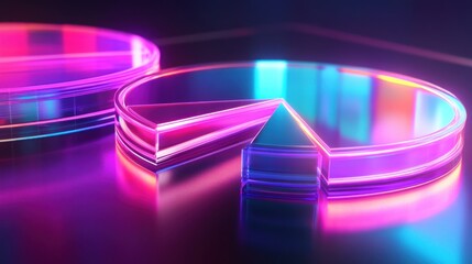 A vibrant, neon pie chart illustration representing data visualization.