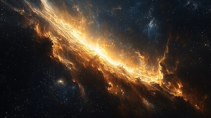 Fototapeta premium Cosmic view of a swirling galaxy with bright stars and luminous clouds of gas