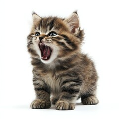 Obraz premium Adorable kitten meowing with eyes wide open