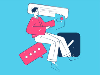 Communicate with consultants flat vector character concept operation hand drawn illustration
