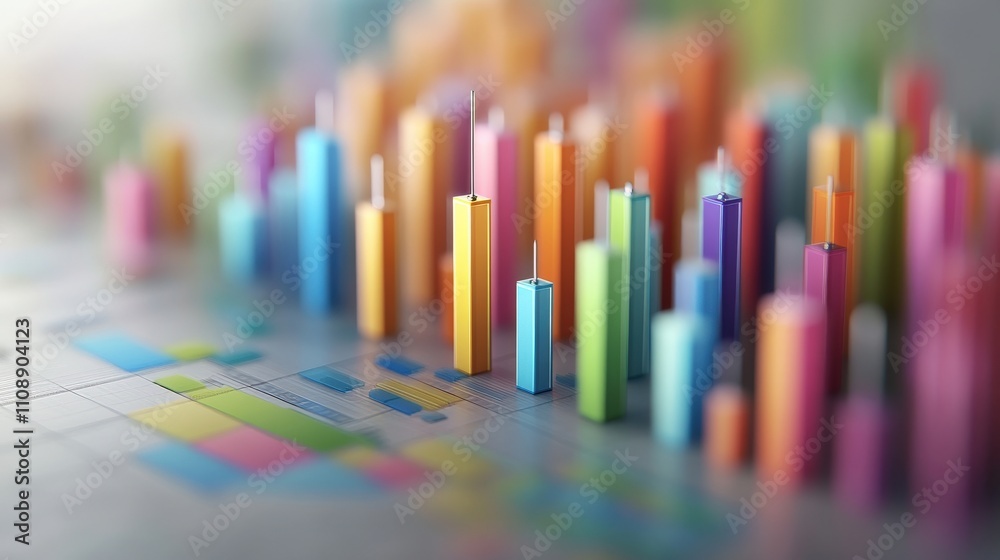 Aufkleber colorful bar graphs representing data insights and trends in a modern business environment with vibr